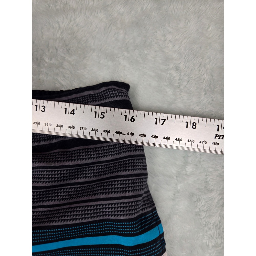 Ocean Pacific Mens Board Shorts Size M 32-34 Black Blue Striped Swim Trunks OP - Picture 4 of 12